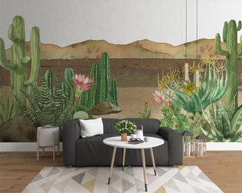 Обои на заказ Beibehang, современный минималистичный ТВ-фон, стена, скандинавское тропическое растение, фламинго, кактус, фон, 3D обои