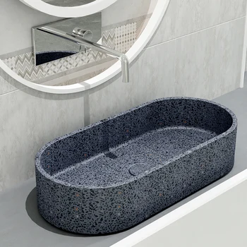 овальный гостиничный настольный умывальник бетонная раковина шкаф для ванной комнаты умывальник