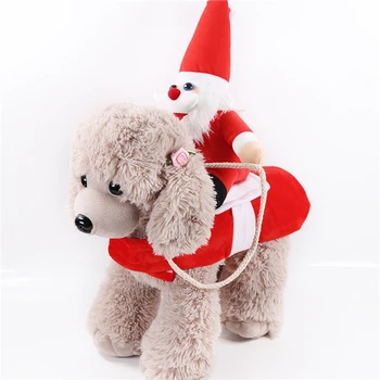 Одежда для больших собак и кошек, товары для домашних животных, Одежда Санта-Клауса, рождественский костюм для домашних животных, забавный костюм для верховой езды с рождественской куклой, одежда для рождественских кукол