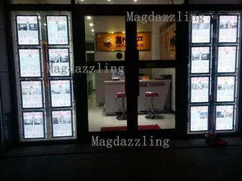 Односторонняя портретная магнитная акриловая панель формата А3 со светодиодной подсветкой, карманный рекламный плакат для окна агента по недвижимости