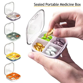 Органайзер для таблеток для путешествий, влагостойкая коробочка для таблеток для кармана, сумочка, футляр для ежедневных таблеток, портативный держатель для лекарств и витаминов, контейнер