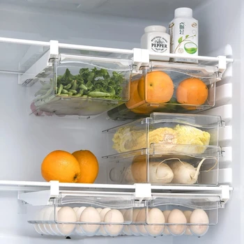 Органайзер для холодильника, Стеллаж для хранения фруктов и яиц, полка для хранения в холодильнике, Выдвижной ящик для холодильника, Кухонный органайзер для хранения свежих продуктов