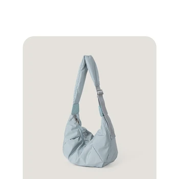 Оригинальные сумки нишевого дизайна, женские сумки из нейлона с хлопковым наполнителем, простая литературная сумка для клецек через плечо большой вместимости