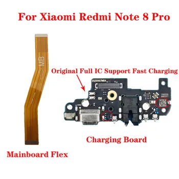 Оригинальный USB-порт для зарядки, док-станция, разъем для микрофона, разъем для печатной платы, гибкий кабель для материнской платы, запасные части для Xiaomi Redmi Note 8 Pro