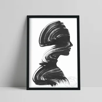 Плакат на черном пигментно-белом фоне, абстрактные художественные принты в виде лица, Минималистичные линии рисунка, наклейки на стену Home Decor