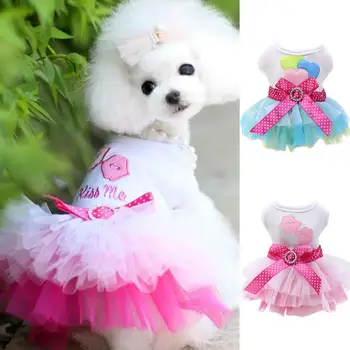 Платье для собак Экологичное, 2 цвета, без рукавов, дизайнерская юбка Kiss Me для домашних животных, платье для домашних животных на открытом воздухе