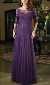 Платья для матери невесты, фиолетовое кружевное тюлевое свадебное платье для гостей, большие размеры, аппликация на заказ, платье для матери жениха