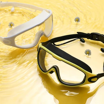 Плоские легкие плавательные очки с защитой от запотевания, Очки для подводного плавания, Водонепроницаемое покрытие, Большая Оправа, Взрослые Мужчины, Женщины, Аксессуары для плавания