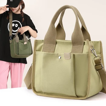 Повседневная холщовая сумка Дизайнерские сумки для женщин, мини-сумки с несколькими карманами, сумка через плечо, 2023 Маленькие кошельки для покупок