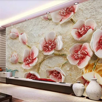 Пользовательские 3D фотообои цветочный рельефный фон стены гостиной спальни ресторана отеля декоративная роспись фотообои