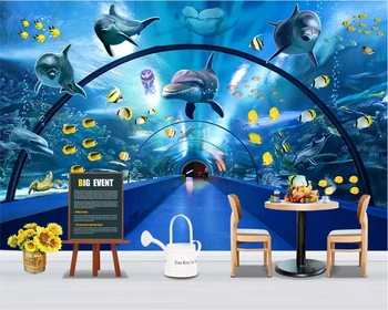 Пользовательские обои beibehang новая мода 3d подводный мир дельфин кит фон декоративная роспись гостиной обои