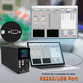 Порт RS232 Лабораторный Программируемый Источник Питания Постоянного Тока 30V 10A 200V120V Регулируемый USB-Интерфейс Программное Обеспечение ПК Для Регулирования Напряжения И Тока