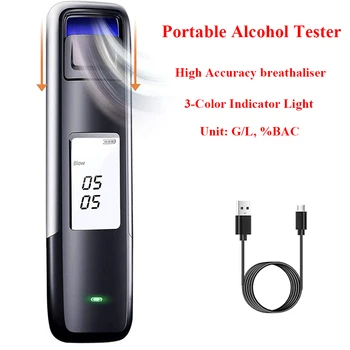 Портативный бесконтактный тестер на алкоголь с выдувом воздухом, цифровой дисплей, USB-аккумуляторный тестер BAC, полицейская оценка, высокая точность