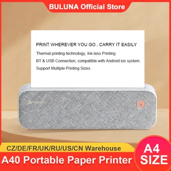 Портативный бумажный принтер PeriPage A40 Mini A4 термопринтер Прямой передачи данных Мобильный фотопринтер Mini Printer USB BT Подключение