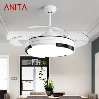 Потолочный вентилятор ANITA с подсветкой Дистанционное управление 3 Цвета светодиодов Современный декоративный элемент для дома Гостиная Столовая Спальня Ресторан