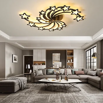 Потолочный светильник Creative Star LED, столовая, гостиная, черный или белый, простой потолочный светильник для помещений, спальня, домашний декор, Современная панельная лампа