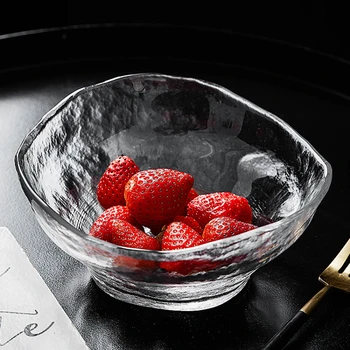 Прозрачная Стеклянная чаша Ледник Салатница Десертница Супница Бытовая Ваза для фруктов неправильной формы Кухонная посуда для ресторана