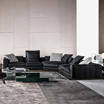 Простой современный диван тканевый диван Италия большая квартира минималистичная роскошь настраиваемый тканевый диван с технологией одноразового использования