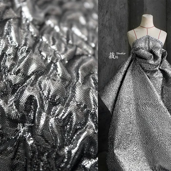Пузырчатая плиссированная 3D специальная крупнозернистая ткань с серебряным профилем, дизайнерская ткань для пэчворка