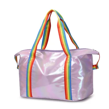 Радужная модная дорожная сумка, женская блестящая сумка для йоги большой емкости, сумка для фитнеса, сумка для спортзала, сверхлегкий багаж, вещевой мешок XA79