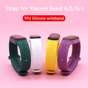 Ремешок Для Xiaomi Mi Band 6 5 4 3 Miband 5 4 Сменный Цветной Силиконовый Браслет TPU Ремешок для Amazfit Band 5 Miband 6 5 4
