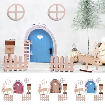 Рождественские украшения для дверей, деревянные Рождественские Миниатюры для кукольного домика, набор аксессуаров, Рождественские фигурки на открытом воздухе, сделай САМ, Пейзаж