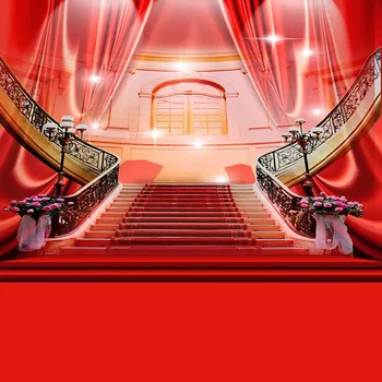 Роскошный Дворец, Красная ковровая дорожка, занавес, лестница, Фото-фон, Фоны для фотосъемки, качественный винил