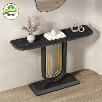 Роскошный консольный столик в итальянском стиле для гостиной, Узкий шиферный длинный приставной столик для прихожей, простой железный столик для веранды, мебель для дома