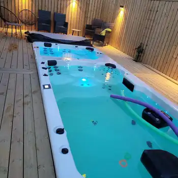 Роскошный открытый спа-бассейн swimspa endless swim spa, двухзонный бассейн из стекловолокна