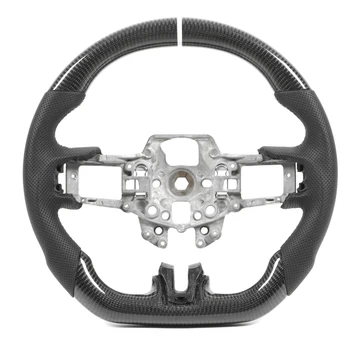 Рулевое колесо автомобиля из перфорированной кожи, рулевое колесо из углеродного волокна, белая строчка, плоский нижний палец D-типа для обновления