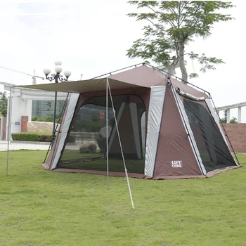 Сверхбольшая Автоматическая Водонепроницаемая Ветрозащитная палатка для семейного отдыха на 8-12 человек, Беседка, Тент, Навес от солнца С москитной сеткой