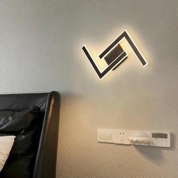 Светодиодный настенный светильник для прикроватной тумбочки в спальне, современное черное бра в гостиной, коридор, светильники для внутреннего освещения Home Deco