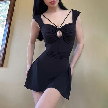 Сексуальное платье с открытой грудью, облегающее однотонное платье для женщин