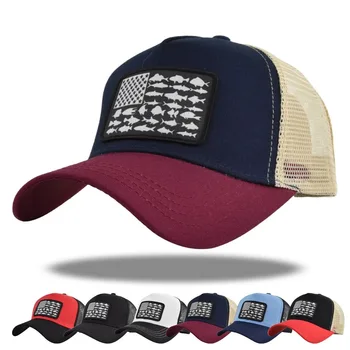 Сетчатая кепка Бейсболка с американским флагом, Утиная шляпа с тканым лейблом, Сетчатая дышащая кепка водителя грузовика Для мужчин и женщин
