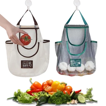 Сетчатые подвесные сумки, сумка для хранения фруктов, овощей, Портативная сумка для покупок, Многоразовая сумка для хранения продуктовых игрушек, Органайзер для домашней кухни