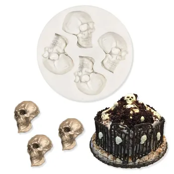Силиконовая форма с 3D головой скелета и черепом, формы для шоколадных конфет своими руками, Украшение праздничных тортов, Инструменты для выпечки кондитерских изделий
