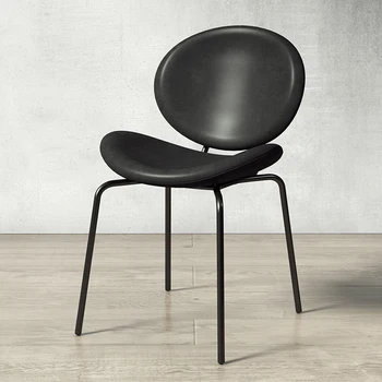 Скандинавские обеденные стулья для кухни, современный минималистичный Роскошный кожаный обеденный стул, домашняя спинка, одноместный креативный дизайнерский стул MC