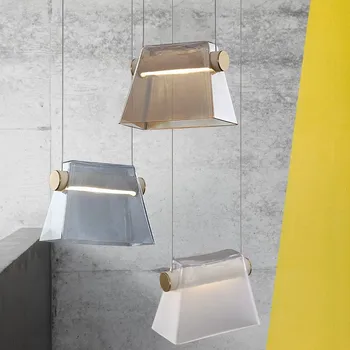 Скандинавский Креативный Стеклянный Подвесной светильник, Индивидуальность, Подвесной светильник для сумочки, Дизайнерская Прикроватная тумбочка для кабинета, Проход, Светодиодная мебель для столовой