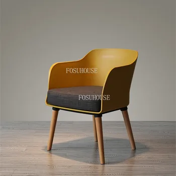 Скандинавский обеденный стул из массива дерева, Высокие ножки, Пластиковая спинка, диван-кресло, Минималистичная Современная домашняя Кухонная мебель, обеденные стулья