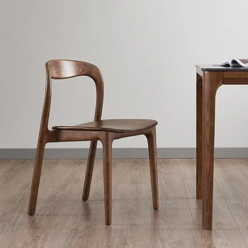Скандинавский обеденный стул для кухни, Деревянные простые обеденные стулья, мебель для дома, Современная мягкая упаковка, Креативный стол, стул с круглой спинкой