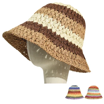 Складная соломенная шляпа рыбака ручной работы, солнцезащитный крем, Сладкие летние каникулы, повседневная праздничная женская пляжная шляпа-ведро для девочек