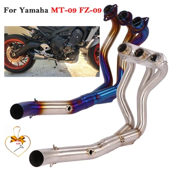 Слипоны для Yamaha MT-09 FZ-09 MT09 FZ09 Системы выпуска выхлопной трубы мотоцикла Модифицированная труба переднего среднего звена 51 мм