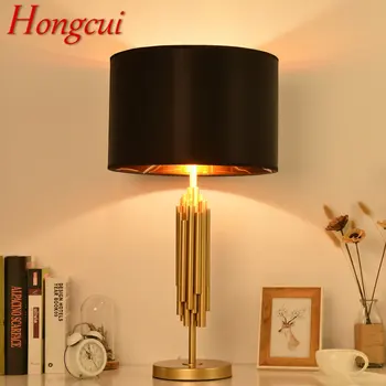 Современная настольная лампа Hongcui с затемнением LED Creative Classics с черным абажуром Настольная лампа для дома, гостиной, спальни