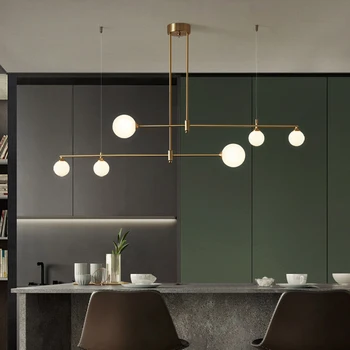 Современная светодиодная люстра скандинавского медного дизайна для столовой Кухни Бара Гостиной спальни Потолочный светильник Gold G9 Подвесной светильник