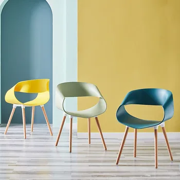 Современные минималистичные пластиковые обеденные стулья Мебель для дома Креативный дизайн Скандинавское кресло для отдыха со спинкой Кресла для ожидания в отеле Ins