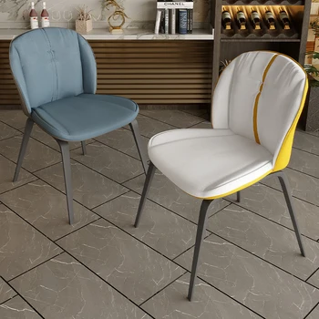 Современные обеденные стулья из искусственной кожи для домашней мебели Ресторанный обеденный стул со спинкой Креативные легкие Роскошные обеденные стулья