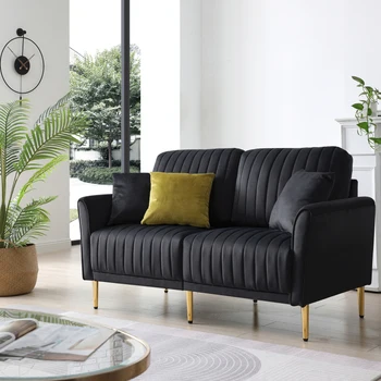 Современный бархатный 2-местный диван, мягкий диван с металлическими ножками, 2-местный диван-мебель для небольших помещений, гостиная