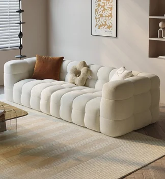 Современный простой и роскошный диван cotton candy, прямой ряд, кремовый стиль, гостиная, диван для четырех человек