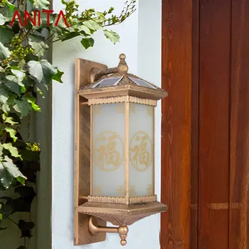 Солнечные настенные светильники ANITA Современный Китайский уличный бронзовый светильник-бра LED Водонепроницаемый IP65 для дома, виллы, крыльца, двора