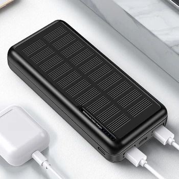 Солнечный аккумулятор емкостью 30000mAh для смарт-мобильного телефона, USB-солнечное зарядное устройство, портативный внешний аккумулятор.